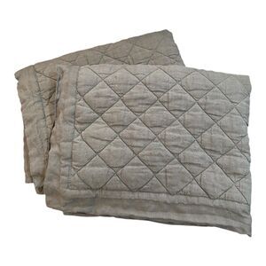 Pottery Barn Diamond Pattern Set of 2 Standard Linen Pillow Shams Gunmetal Gray